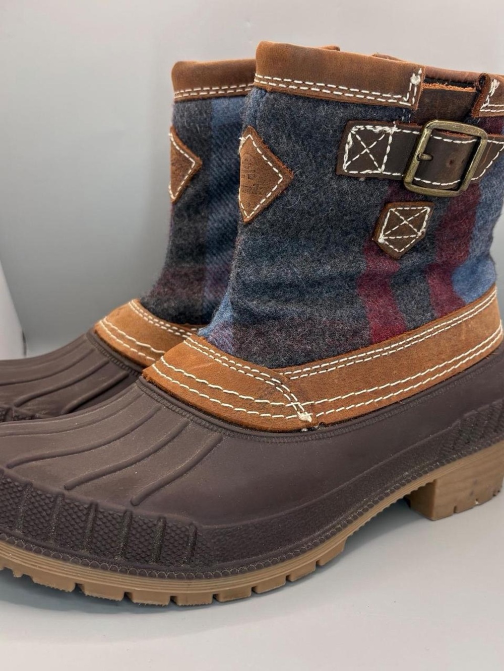 Kamik Brown and Blue Plaid Waterproof Winter Boots